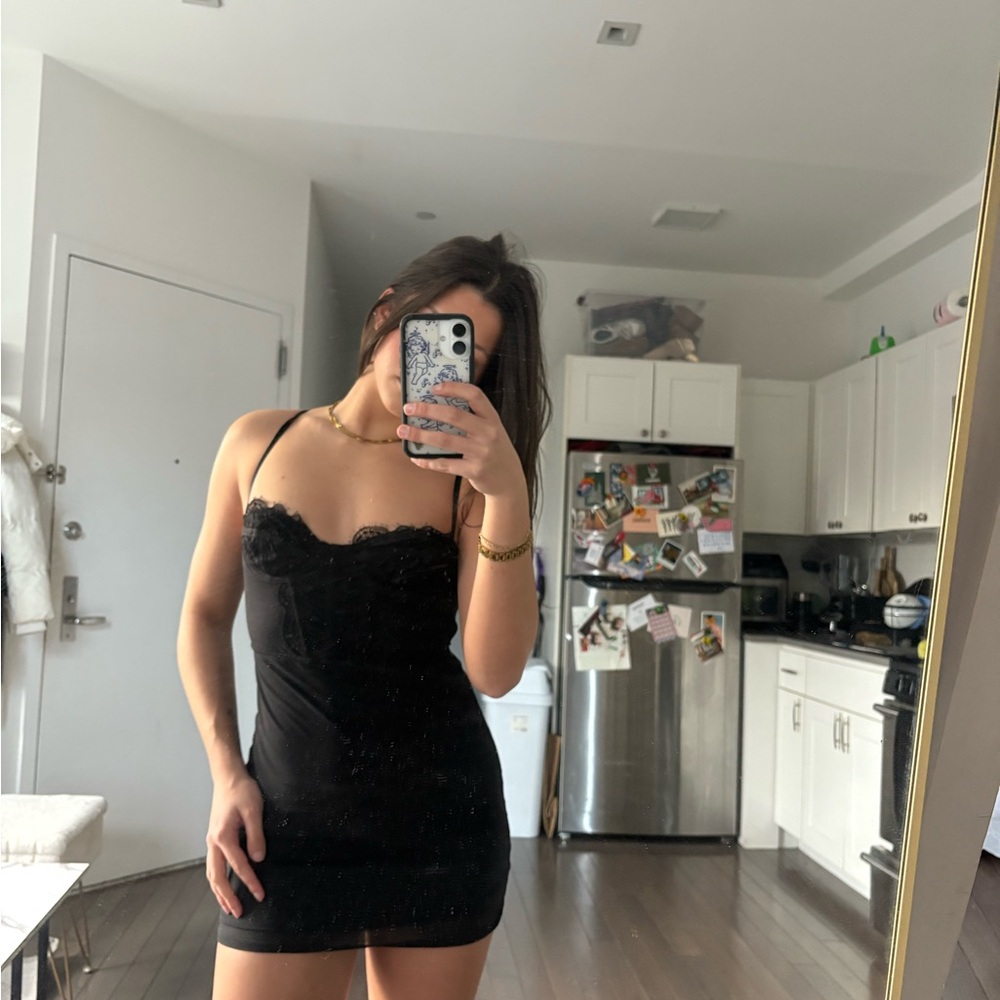 Urban Outfitters Black Mini Dress with Lace Detail
